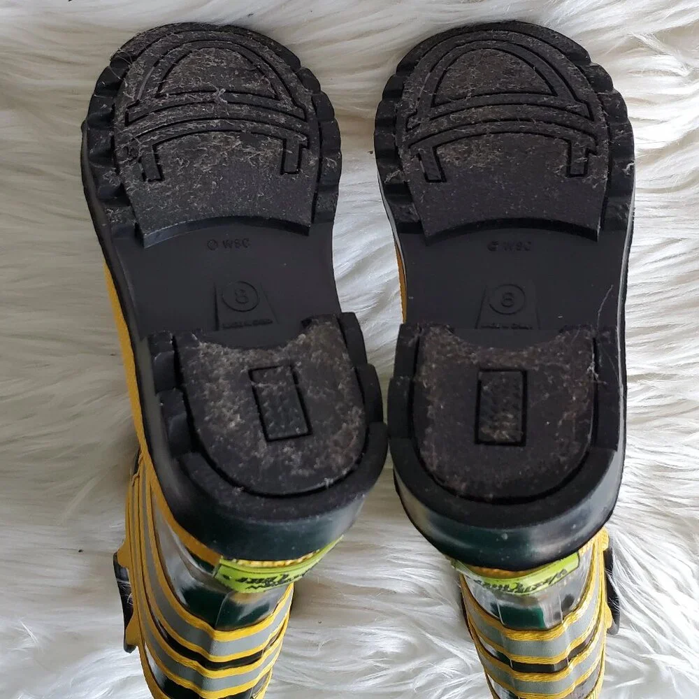 Western Chief Kids Black/Yellow Firefighter Waterproof Rain Boots SZ 8
